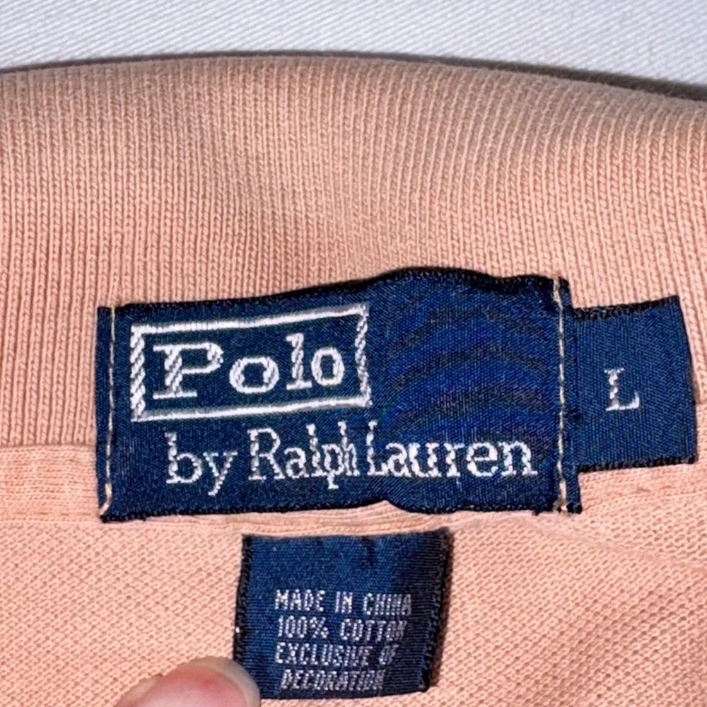 Polo Ralph Lauren Polo Shirt Large Tan Pique Cotton Short Sleeve Logo biw pony